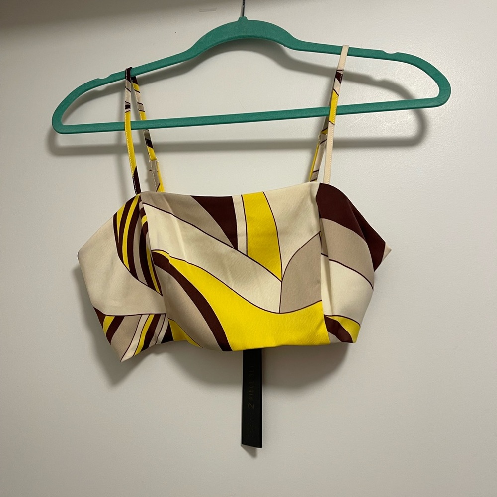 House of Harlow Yellow and Brown Multi Crop Top